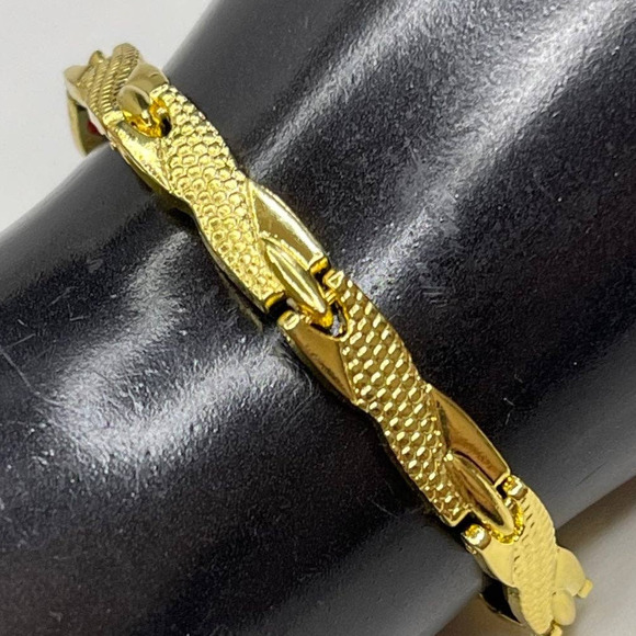 NEW Bracelet MEDICAL MAGNETS helps Arthritis Pain Magnet Bracelet Gold Tone a27 - Picture 1 of 5